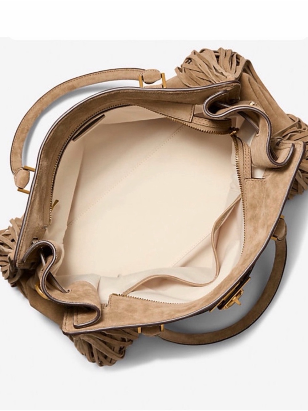 Michael Kors Tan Suede Fringe Tote - Picture 3 of 16